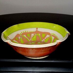 Ceramic Artist Handmade Pottery *Double Rim* Serving Bowl signed Liz Morgan 2020